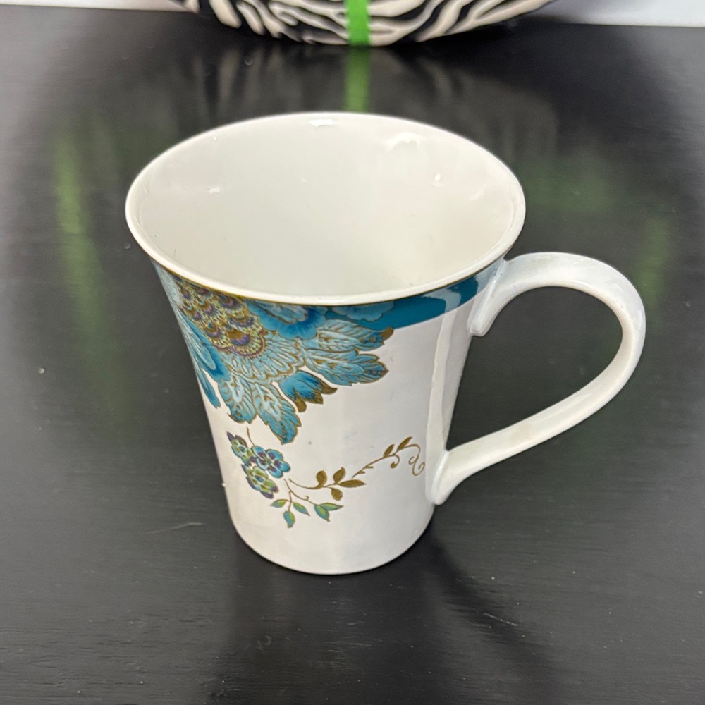 222 Fifth Eliza Teal Floral Ceramic Mug